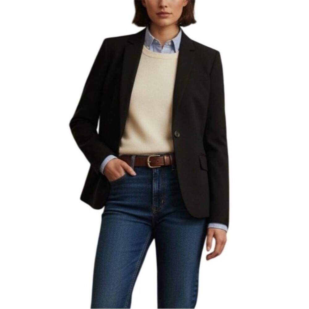 J.Crew 1035 Bi-Stretch Solid Black Blazer New